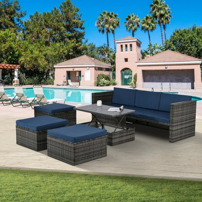 Patio Furniture, Outdoor Furniture, Seasonal PE Wicker Furniture,5 Set Wicker Furniture With Plywood