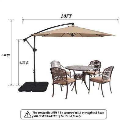 10 Ft. Steel Cantilever Offset Outdoor Patio Umbrella With Crank Lift