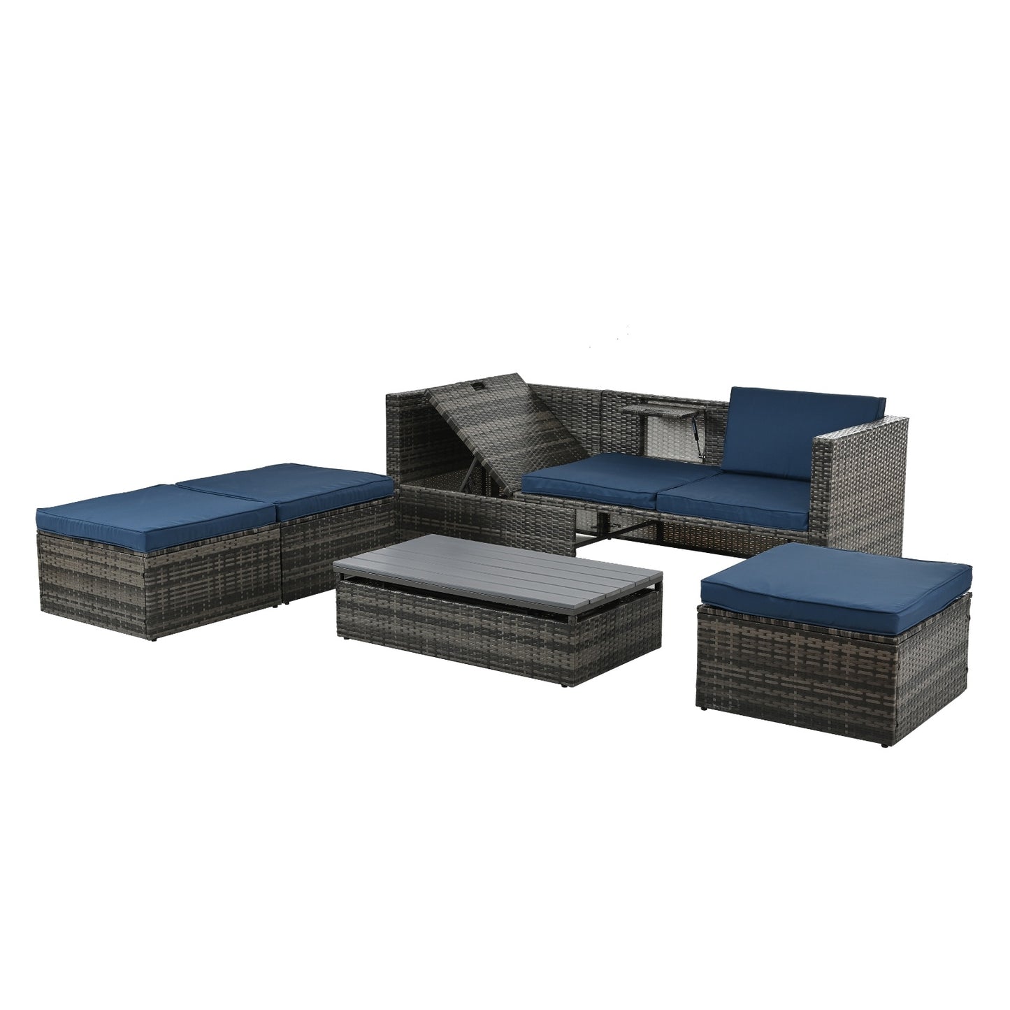 Patio Furniture, Outdoor Furniture, Seasonal PE Wicker Furniture,5 Set Wicker Furniture With Plywood