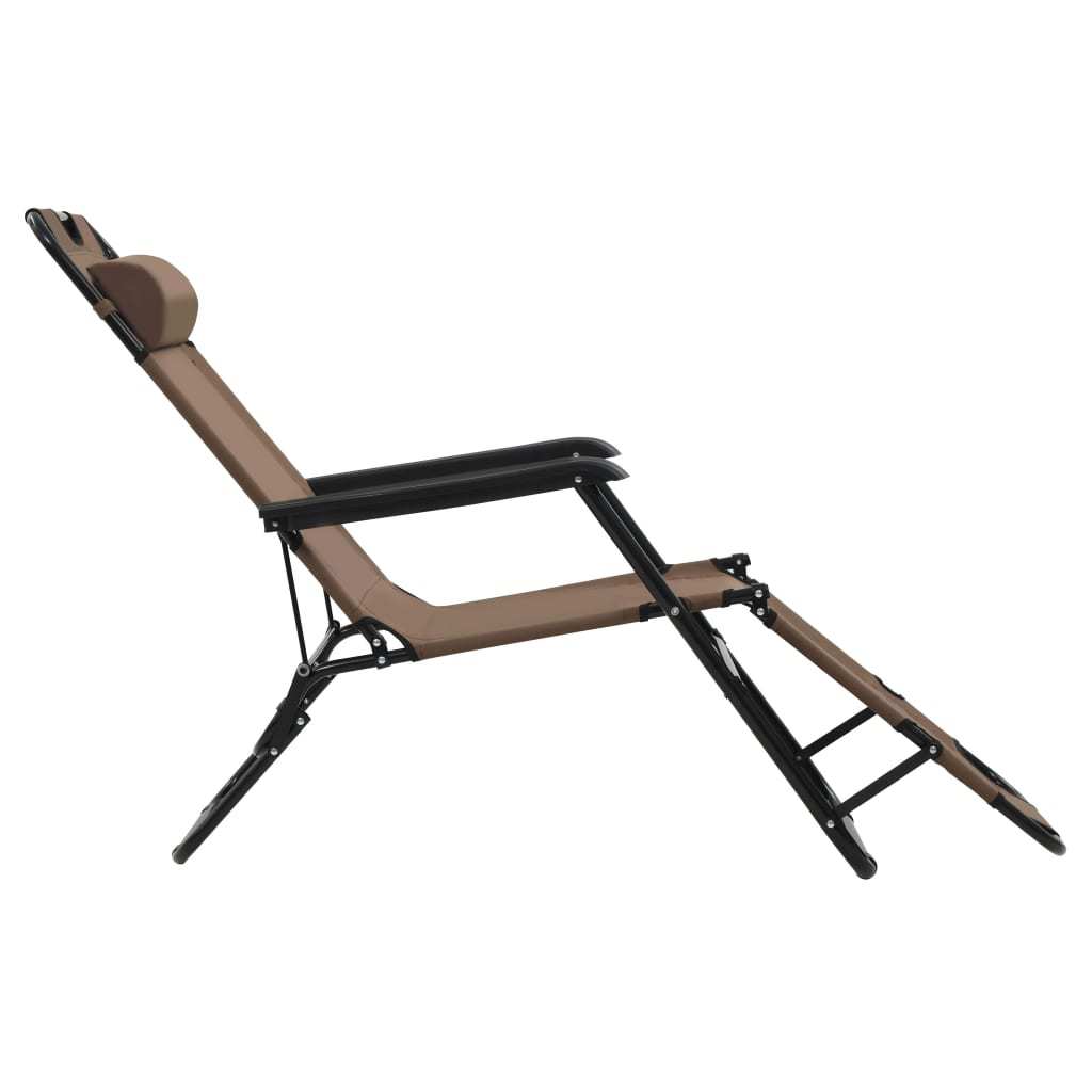 vidaXL Folding Sun Loungers 2 pcs with Footrests Steel Brown