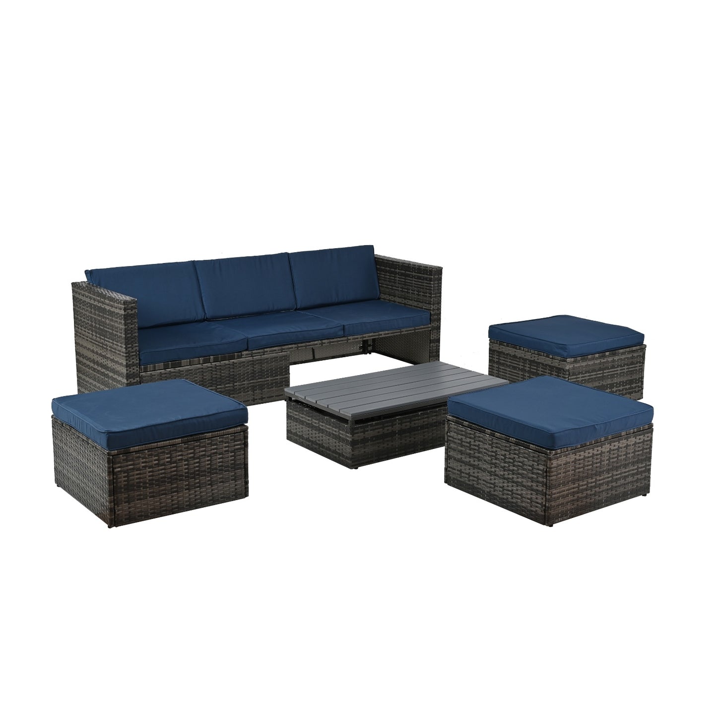 Patio Furniture, Outdoor Furniture, Seasonal PE Wicker Furniture,5 Set Wicker Furniture With Plywood